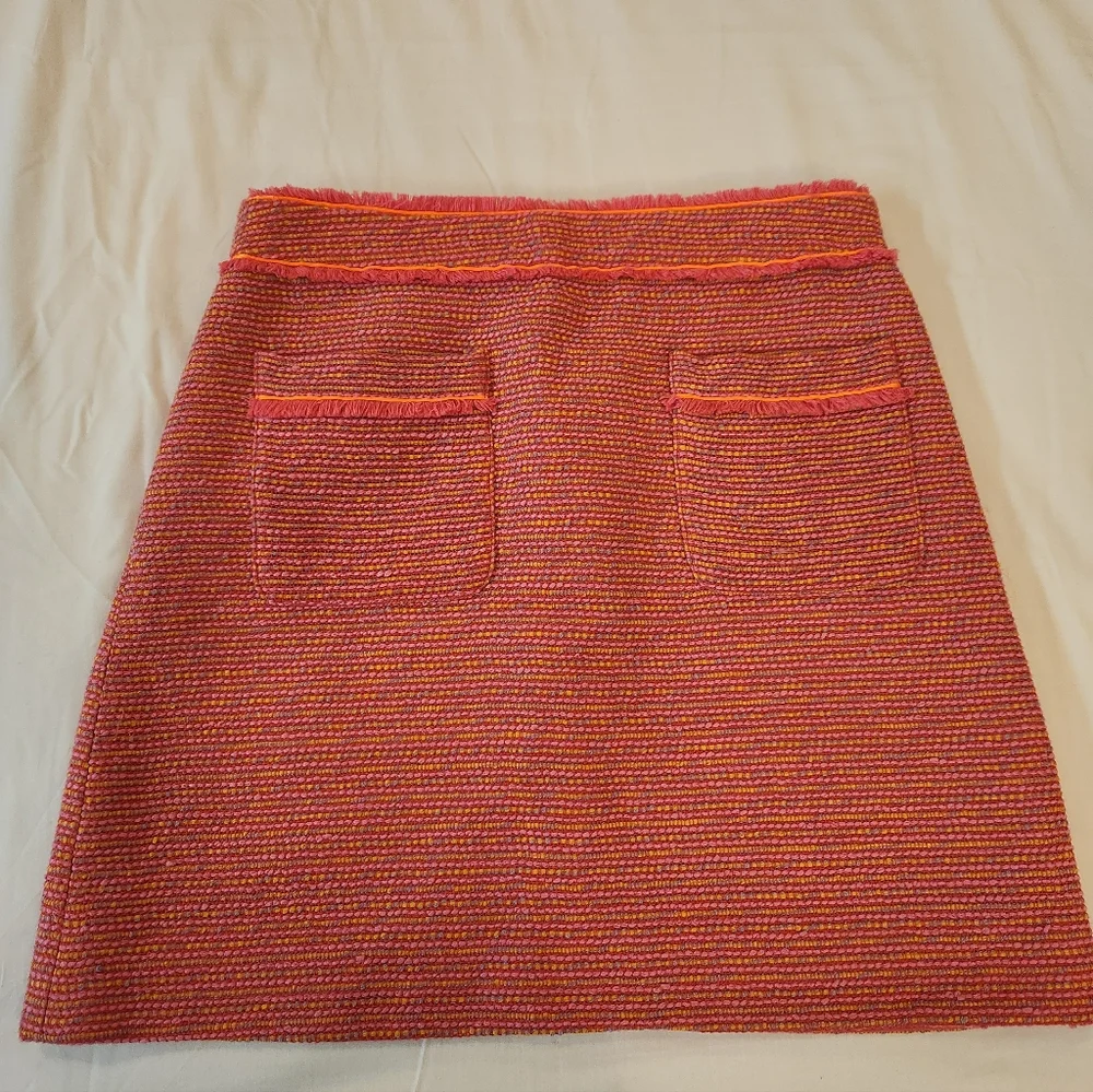 J.CREW Women's Hot Pink Woven Upholstery Textured‎ Mini Skirt Size 12 Colorful